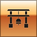 Black Japan Gate icon isolated on gold background. Torii gate sign. Japanese traditional classic gate symbol. Vector Royalty Free Stock Photo