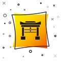 Black Japan Gate icon isolated on white background. Torii gate sign. Japanese traditional classic gate symbol. Yellow Royalty Free Stock Photo