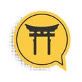 Black Japan Gate icon isolated on white background. Torii gate sign. Japanese traditional classic gate symbol. Yellow Royalty Free Stock Photo