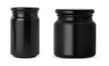 Black jar. Black glass scented candle jar mockup