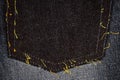 Black jeans fabric with ripped of pocket Royalty Free Stock Photo