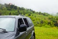 Black jeep in the coutryside Royalty Free Stock Photo