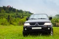 Black jeep in the coutryside Royalty Free Stock Photo