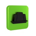 Black Jelly cake icon isolated on transparent background. Jelly pudding. Green square button.