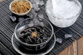 Black jelly with syrup Royalty Free Stock Photo