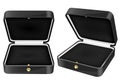 Black jewelry boxes. Open empty boxes