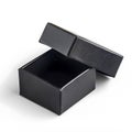 Black jewelry boxes opened isolated against white background Royalty Free Stock Photo