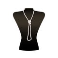 Black jewelry bust with a necklace on a white background. Vector illustration.