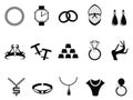 Black jewelry icons set