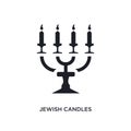 black jewish candles isolated vector icon. simple element illustration from religion concept vector icons. jewish candles editable