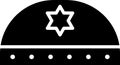 Black Jewish kippah with star of david icon isolated on white background. Jewish yarmulke hat. Vector Illustration