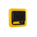 Black Jewish torah book icon isolated on transparent background. On the cover of the Bible is the image of the Star of