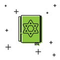 Black Jewish torah book icon isolated on white background. Pentateuch of Moses. On the cover of the Bible is the image Royalty Free Stock Photo