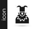 Black Joker head icon isolated on white background. Jester sign. Vector Royalty Free Stock Photo