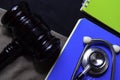 Black Judges gavel and stethoscope. Healthcare or Medical jurisprudence. Medical Law Royalty Free Stock Photo