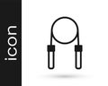 Black Jump rope icon isolated on white background. Skipping rope. Sport equipment. Vector