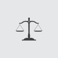 Black justice scales icon. Law balance symbol. Libra in flat design. Vector illustration Royalty Free Stock Photo