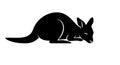 Black Kangaroo Silhouette Resting Vector Illustration Royalty Free Stock Photo