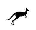 Black jumping kangaroo sign on white background.