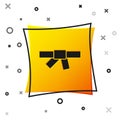 Black Black karate belt icon isolated on white background. Yellow square button. Vector