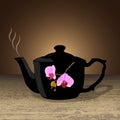 Black kettle for brewing tea. eps10 vector stock illustration.