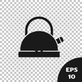 Black Kettle with handle icon isolated on transparent background. Teapot icon. Vector