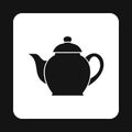 Black kettle icon, simple style