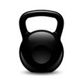 Black kettlebell with a glossy finish, featuring a rounded body and a curved handle. Its Royalty Free Stock Photo