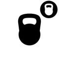 Black kettlebell - white vector icon