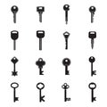 Black key icons isolated on a white background Royalty Free Stock Photo