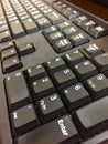 Black keyboard and the buttons is filled with white dust. The clear keypads are sort by number from 1 to 9 as the square table Royalty Free Stock Photo