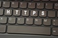 On the black keyboard, the inscription is highlighted in white - HTTPS