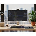 A black keyboard and mouse on a mousepad. A small potted plant Royalty Free Stock Photo