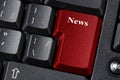 Black keyboard with red colored button. News inscription label Royalty Free Stock Photo