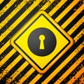 Black Keyhole icon isolated on yellow background. Key of success solution. Keyhole express the concept of riddle, secret Royalty Free Stock Photo