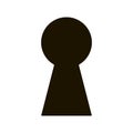 Black keyhole on white background. Mysterious door lock. Vector