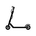 Black kick scooter or balance bike icon