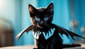 Black kiiten in bat\'s costume Royalty Free Stock Photo