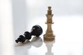 Black King Chess Piece Down White King Standing Royalty Free Stock Photo