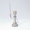 King of Chess with Sword 3d render 3d illustration