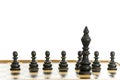 Black king and pawns on chess board Royalty Free Stock Photo