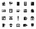 Black kitchen appliances and kitchenware icons