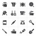 Black kitchen gadgets and equipment icons