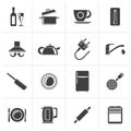 Black kitchen objects and accessories icons Royalty Free Stock Photo