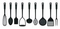 Black kitchenware on white background. Household concept.