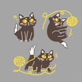 Black kitten cat doodle drawing sticker Royalty Free Stock Photo