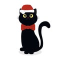 Black kitten in a Santa Claus hat Royalty Free Stock Photo