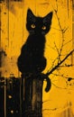 Golden Eyes of Horror: A Wistful Portrait of a Black Kitten on a