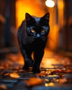 The Black Kitty Cat That\'s Running Towards Me Has an Eerie Gaze