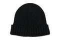 Black knitted cap isolated on white background